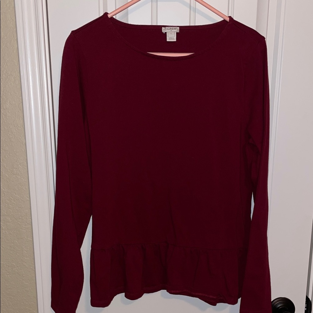 J. Crew Burgundy Long Sleeve Top
